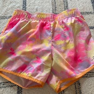 bcg Pink and Yellow Athletic Shorts with Elastic Waistband